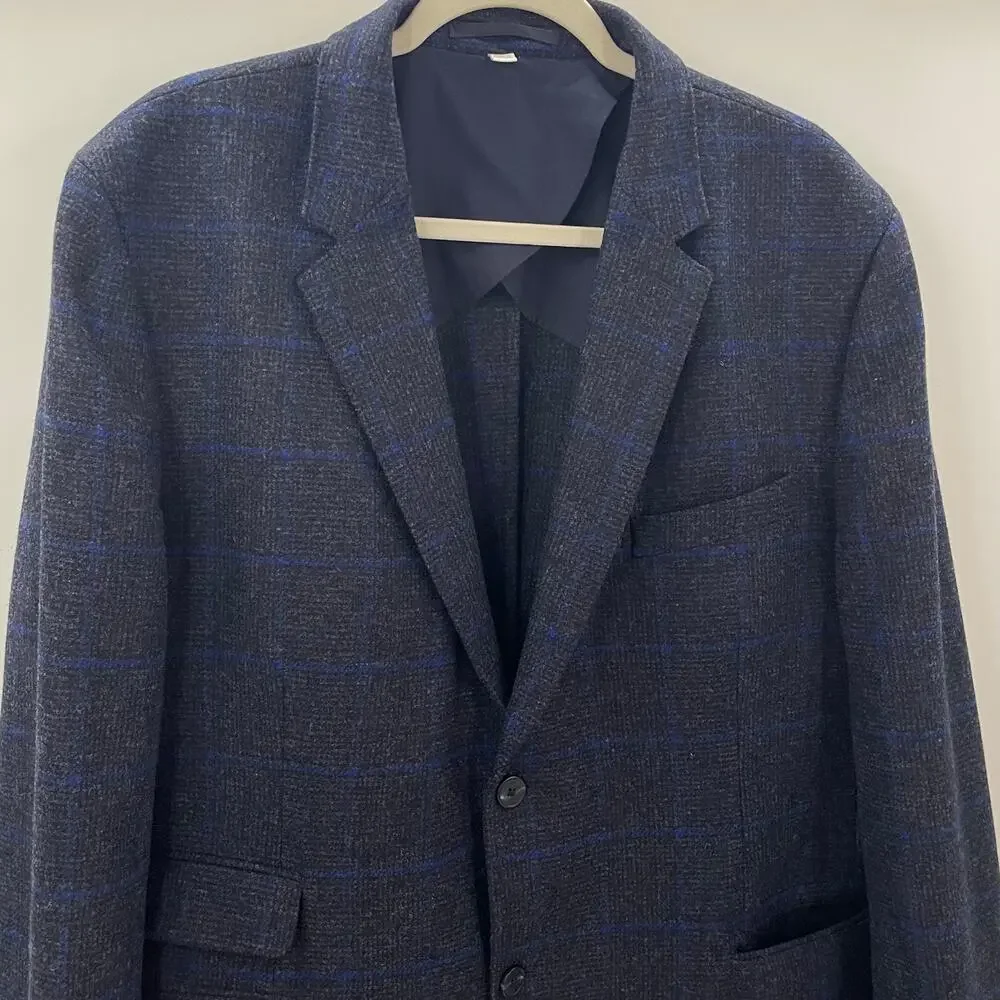 Boden x Abraham Moon Men’s Wool Blazer Suit Jacket Plaid 48L